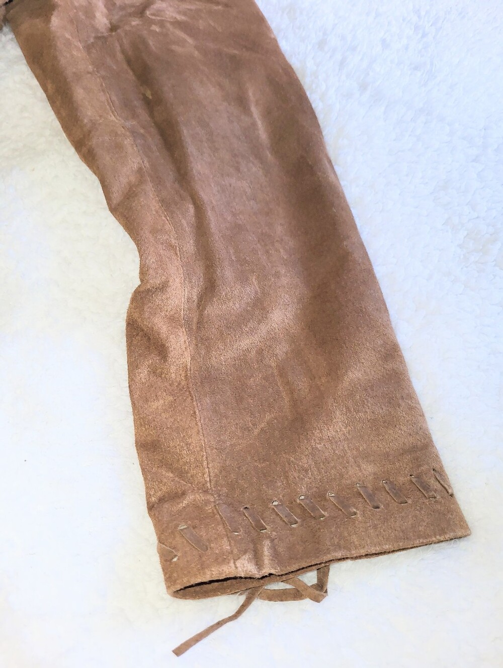 Chico's Brown Fringe Leather Jacket Genuine Suede Fitted Jacket Size 2 - Picture 14 of 16